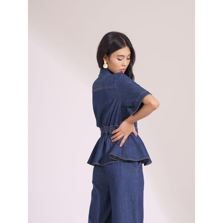 Denim Contrasting Co-ord Top - ANI CLOTHING