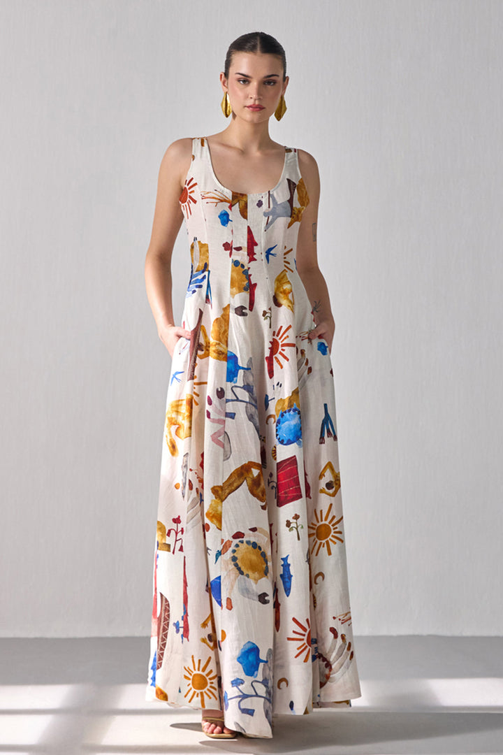 Bourbon Flared Maxi Dress